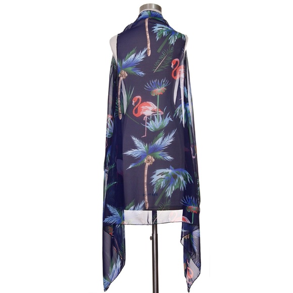 Code22 Palm Tree Pattern Print Beach Cover Up - Picture 3 of 4